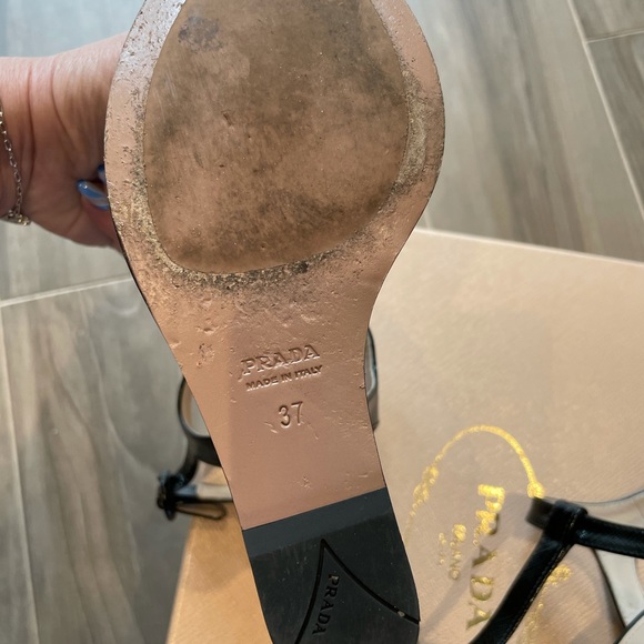 Prada Cork Wedge Saffiano Leather Sandals - Picture 3 of 4